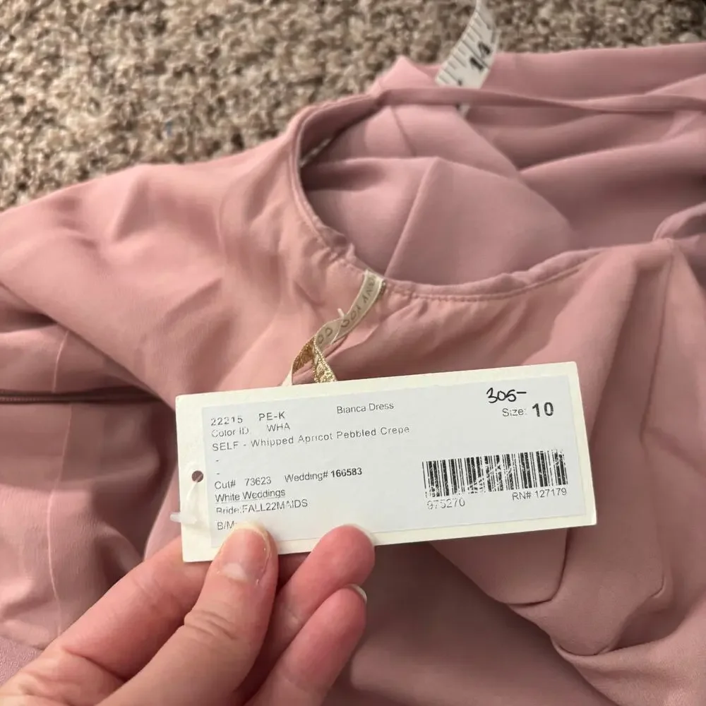 NWT Jenny Yoo Bianca Gown Dress Whipped Apricot Pebbled Crepe Sz 10 - Picture 16 of 16